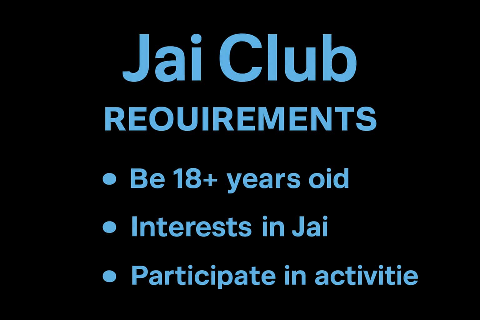 Jai Club Requirements Visual